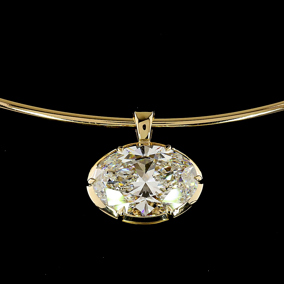 8.09 CT Oval Lab Grown Diamond Solitaire Necklace Pendant 15" (F Color and VS1 Clarity)