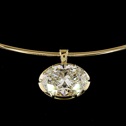 8.09 CT Oval Lab Grown Diamond Solitaire Necklace Pendant 15" (F Color and VS1 Clarity)