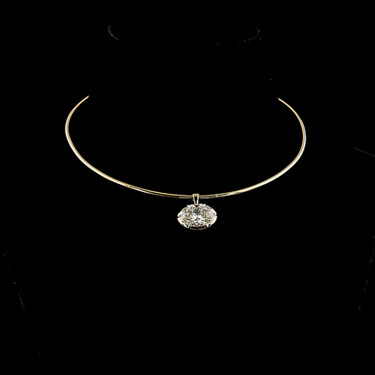 9.08 CT Oval Lab Grown Diamond Solitaire Necklace Pendant 15" (F Color and VS1 Clarity)