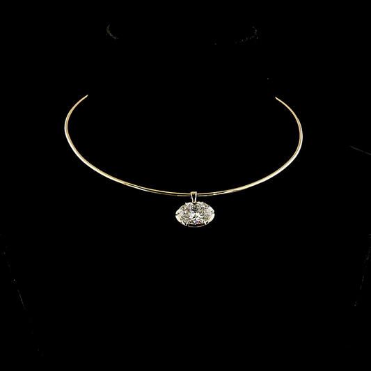9.08 CT Oval Lab Grown Diamond Solitaire Necklace Pendant 15" (F Color and VS1 Clarity)