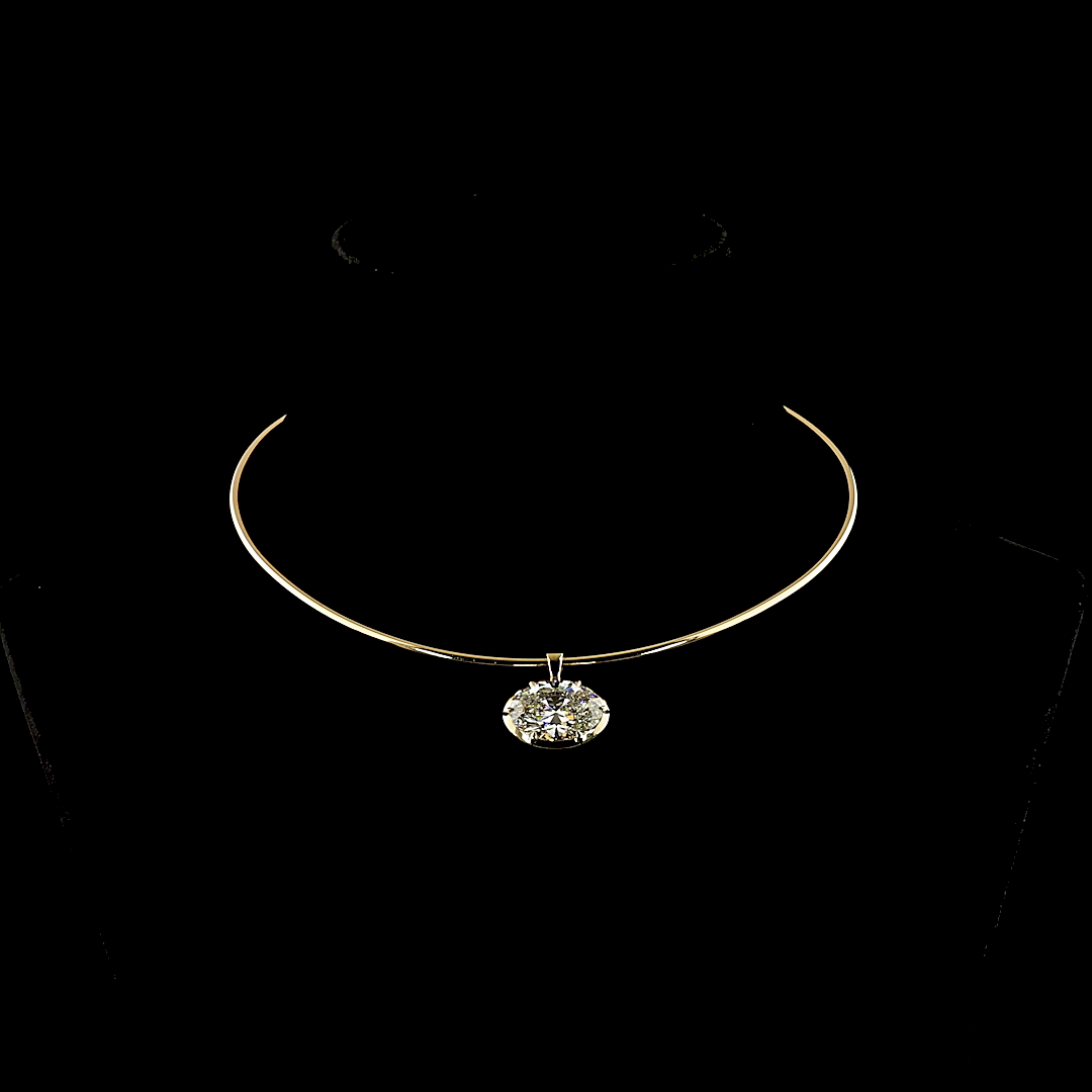 9.53 CT Oval Lab Grown Diamond Solitaire Necklace Pendant 15" (F Color and VS1 Clarity)