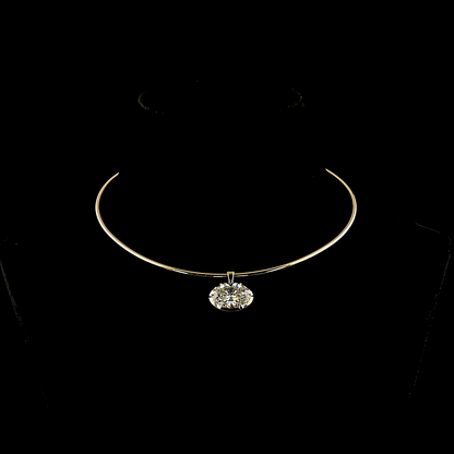 9.53 CT Oval Lab Grown Diamond Solitaire Necklace Pendant 15" (F Color and VS1 Clarity)