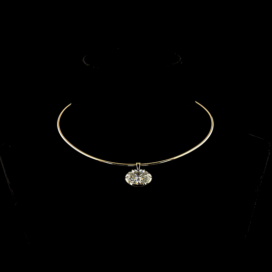 9.53 CT Oval Lab Grown Diamond Solitaire Necklace Pendant 15" (F Color and VS1 Clarity)