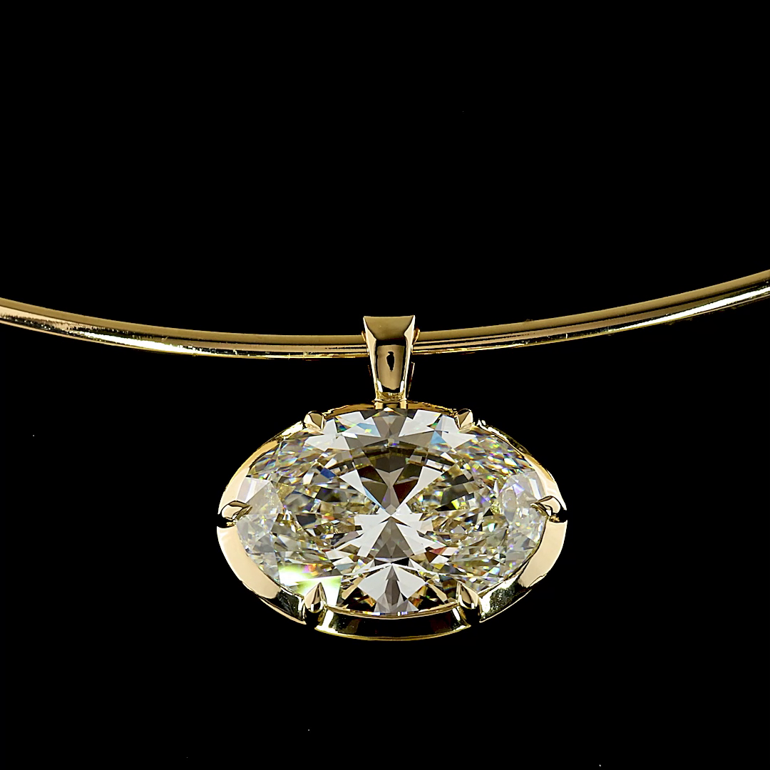 9.53 CT Oval Lab Grown Diamond Solitaire Necklace Pendant 15" (F Color and VS1 Clarity)