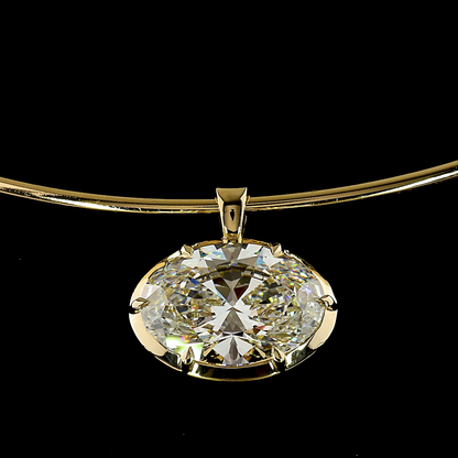 9.53 CT Oval Lab Grown Diamond Solitaire Necklace Pendant 15" (F Color and VS1 Clarity)
