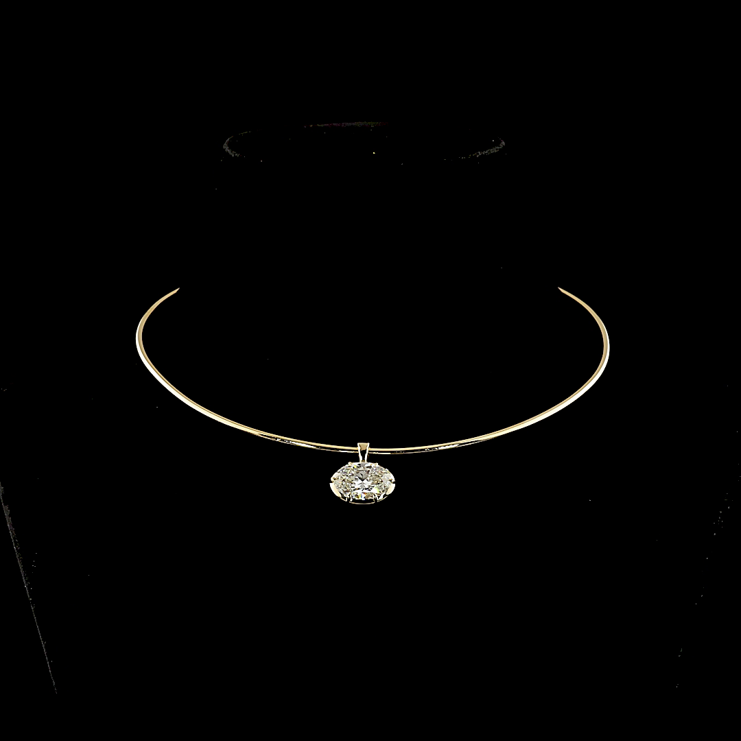 6.10 CT Oval Lab Grown Diamond Solitaire Necklace Pendant 15" (F Color and VVS2 Clarity)