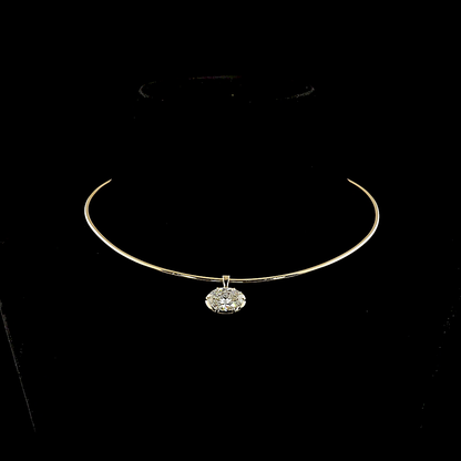 6.10 CT Oval Lab Grown Diamond Solitaire Necklace Pendant 15" (F Color and VVS2 Clarity)