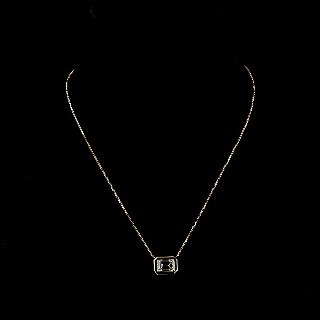 2.07 CT Emerald Lab Grown Diamond Solitaire Necklace Pendant 16.5" (F Color and VS2 Clarity)