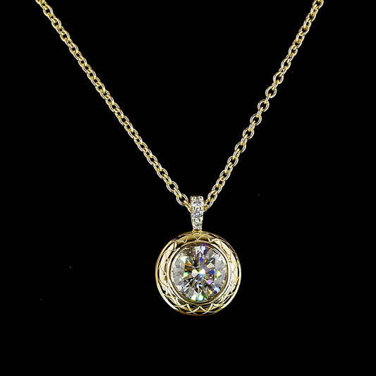 3.11 CTTW Round Lab Grown Diamond Special Necklace Pendant 18" (F Color and VS1 Clarity)