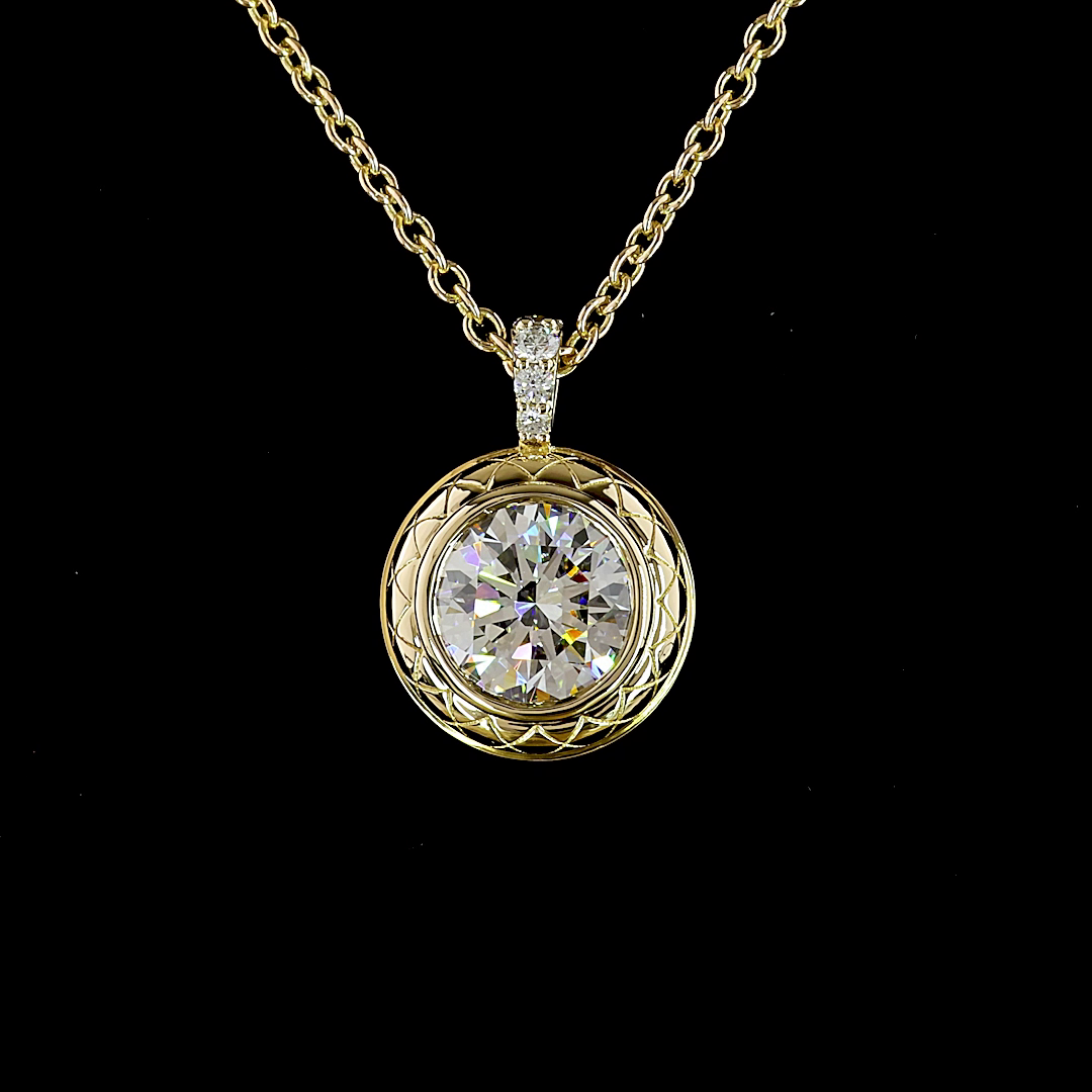 3.11 CTTW Round Lab Grown Diamond Special Necklace Pendant 18" (F Color and VS1 Clarity)