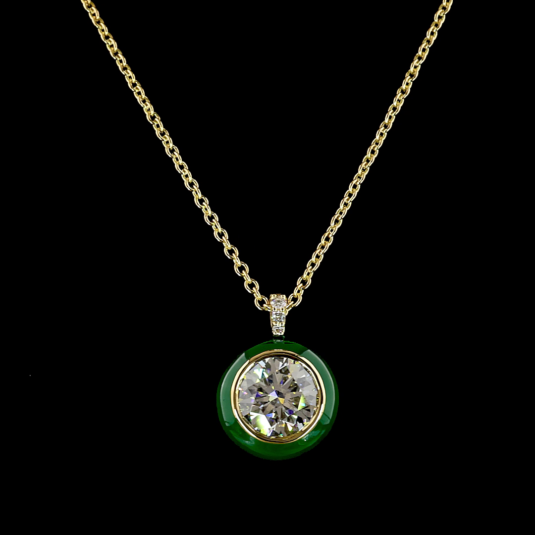 5.11 CTTW Round Lab Grown Diamond Solitaire Necklace Pendant 18" (F Color and VS1 Clarity)