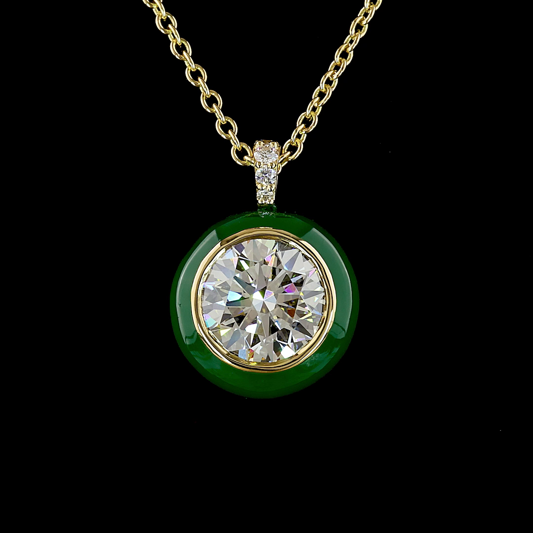 5.11 CTTW Round Lab Grown Diamond Solitaire Necklace Pendant 18" (F Color and VS1 Clarity)
