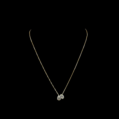 2.05 CTTW Pear Lab Grown Diamond Toi et Moi Necklace Pendant 18" (E Color and VS2 Clarity)