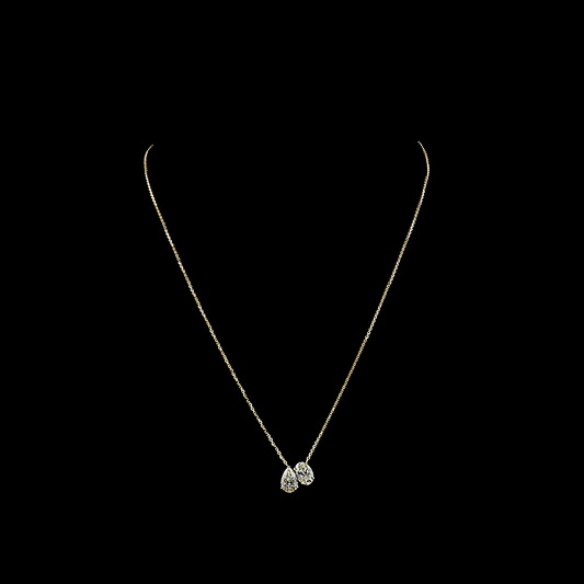 2.05 CTTW Pear Lab Grown Diamond Toi et Moi Necklace Pendant 18" (E Color and VS2 Clarity)