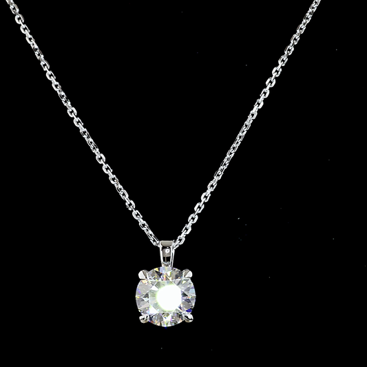 1.51 CT Round Lab Grown Diamond Solitaire Necklace Pendant 16.5" (E Color and VVS2 Clarity)