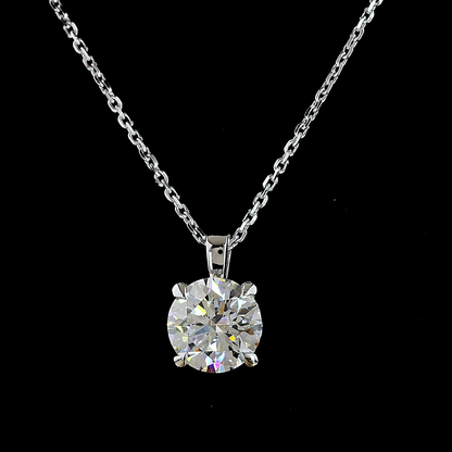 1.51 CT Round Lab Grown Diamond Solitaire Necklace Pendant 16.5" (E Color and VVS2 Clarity)