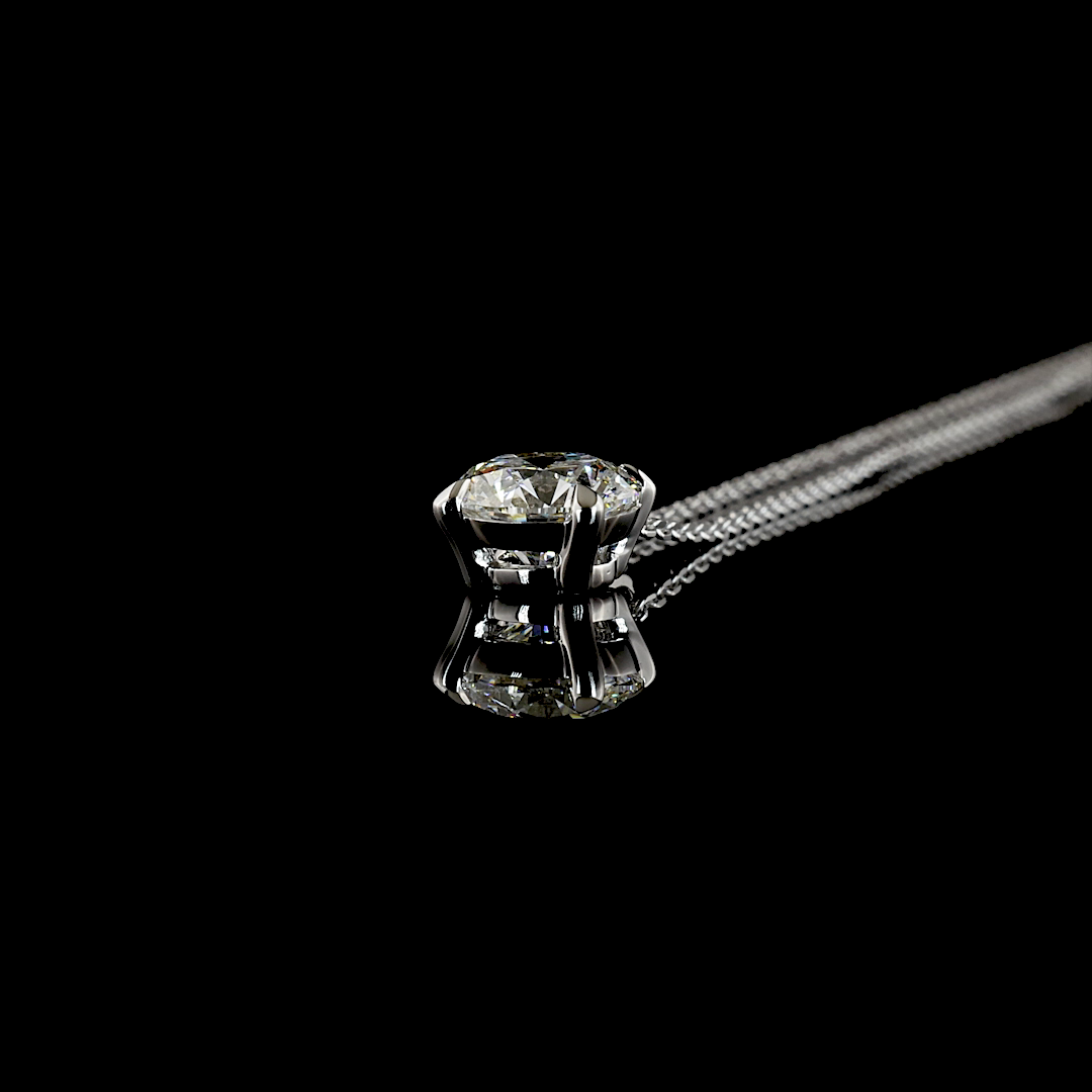 1.51 CT Round Lab Grown Diamond Solitaire Necklace Pendant 16.5" (E Color and VVS2 Clarity)