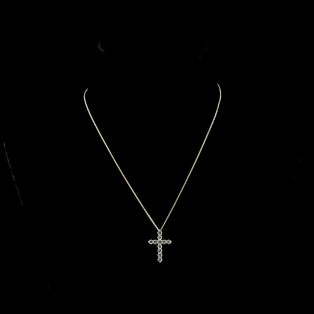 1.02 CTTW Round Lab Grown Diamond Cross Necklace Pendant 18" (E Color and VS1 Clarity)