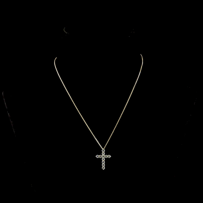 1.02 CTTW Round Lab Grown Diamond Cross Necklace Pendant 18" (E Color and VS1 Clarity)