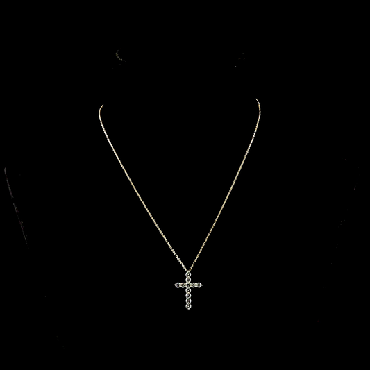 1.02 CTTW Round Lab Grown Diamond Cross Necklace Pendant (E Color and VS1 Clarity)