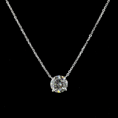 1.51 CT Round Lab Grown Diamond Solitaire Necklace Pendant 16.5" (E Color and VS1 Clarity)