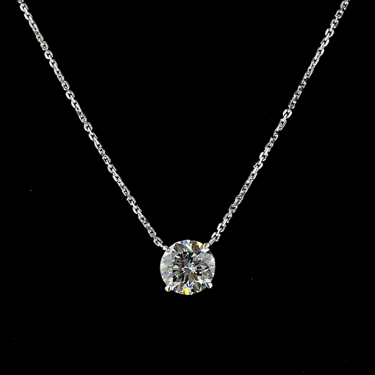 1.51 CT Round Lab Grown Diamond Solitaire Necklace Pendant 16.5" (E Color and VS1 Clarity)