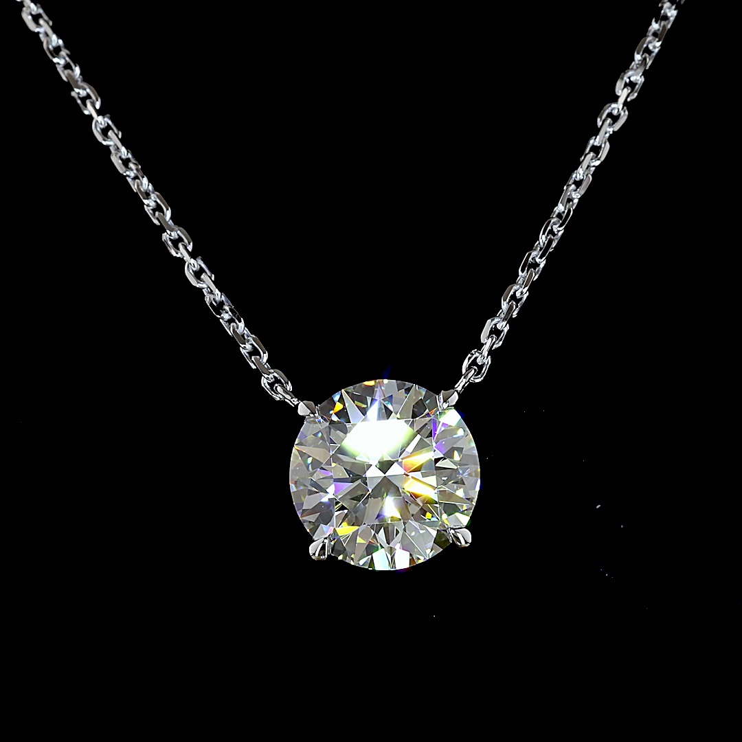 1.51 CT Round Lab Grown Diamond Solitaire Necklace Pendant 16.5" (E Color and VS1 Clarity)