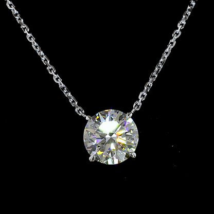 1.51 CT Round Lab Grown Diamond Solitaire Necklace Pendant 16.5" (E Color and VS1 Clarity)