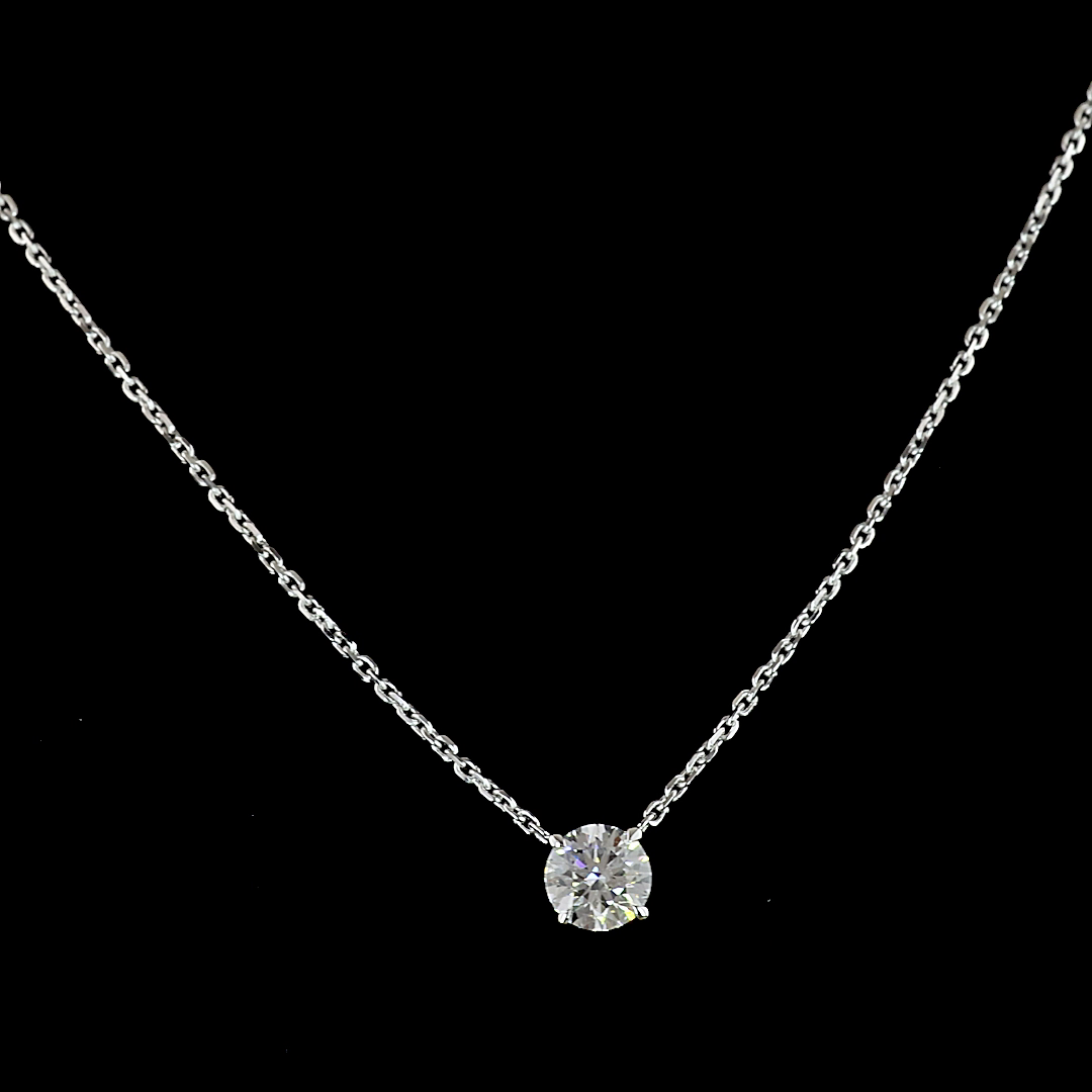0.51 CT Round Lab Grown Diamond Solitaire Necklace Pendant 17" (E Color and VS1 Clarity)