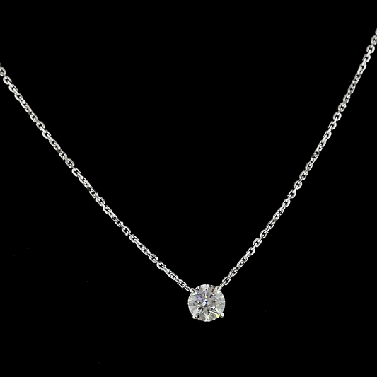 0.51 CT Round Lab Grown Diamond Solitaire Necklace Pendant 17" (E Color and VS1 Clarity)
