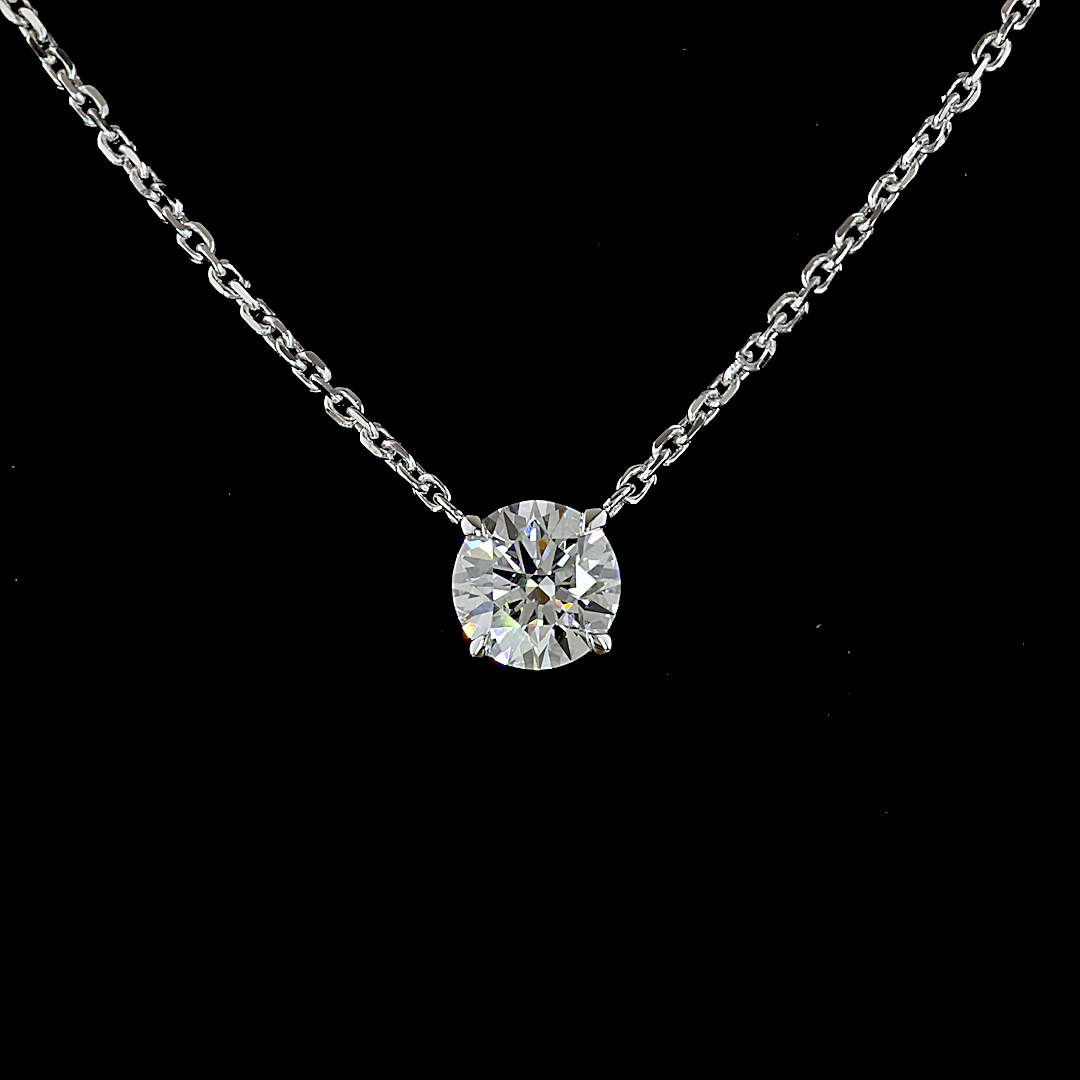 0.51 CT Round Lab Grown Diamond Solitaire Necklace Pendant 17" (E Color and VS1 Clarity)