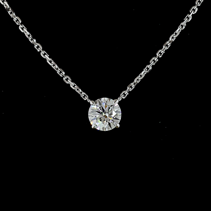 0.51 CT Round Lab Grown Diamond Solitaire Necklace Pendant 17" (E Color and VS1 Clarity)