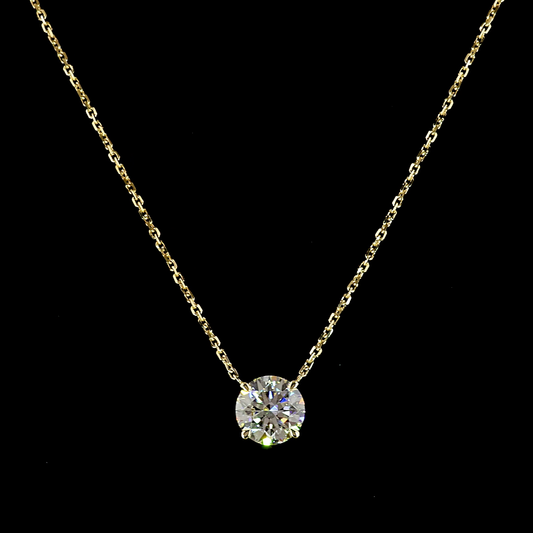 2.02 CT Round Lab Grown Diamond Solitaire Necklace Pendant 17" (F Color and VVS2 Clarity)