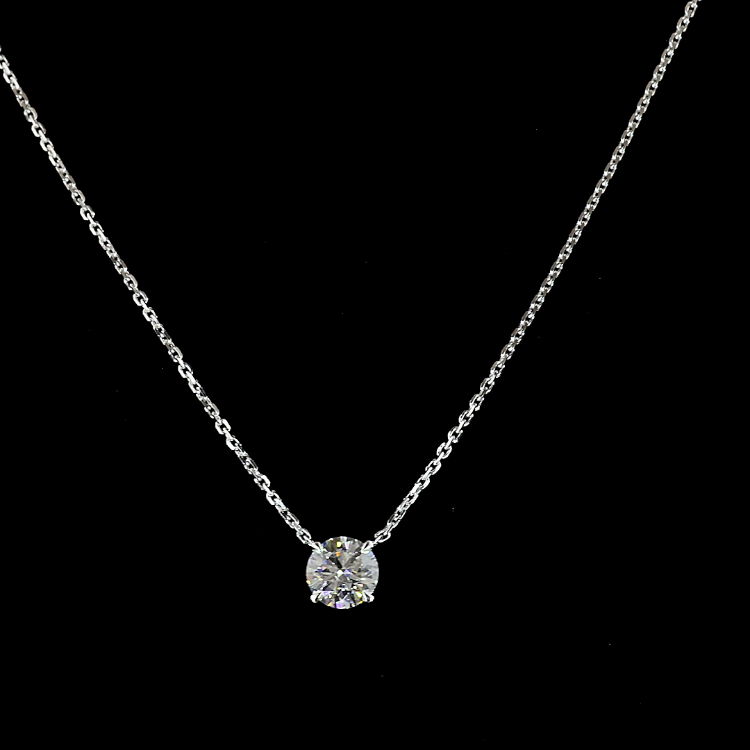 0.53 CT Round Lab Grown Diamond Solitaire Necklace Pendant 17" (E Color and VS1 Clarity)