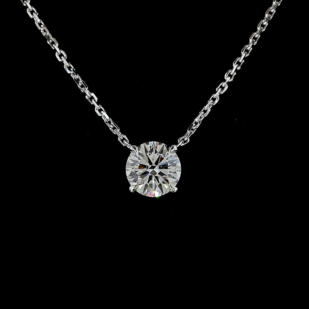 0.53 CT Round Lab Grown Diamond Solitaire Necklace Pendant 17" (E Color and VS1 Clarity)