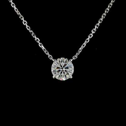 0.53 CT Round Lab Grown Diamond Solitaire Necklace Pendant 17" (E Color and VS1 Clarity)