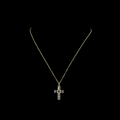 3.42 CTTW Emerald Lab Grown Diamond Cross Necklace Pendant 18" (E Color and VS1 Clarity)