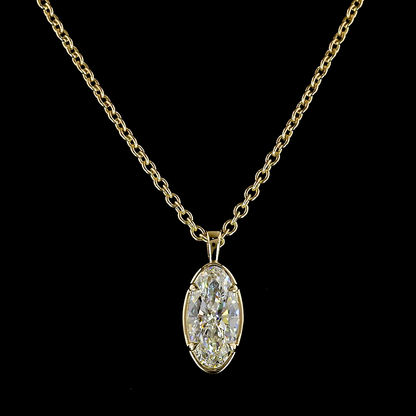 2.10 CT MO Lab Grown Diamond Solitaire Necklace Pendant 16" (E Color and VS1 Clarity)