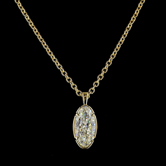 2.10 CT MO Lab Grown Diamond Solitaire Necklace Pendant 16" (E Color and VS1 Clarity)