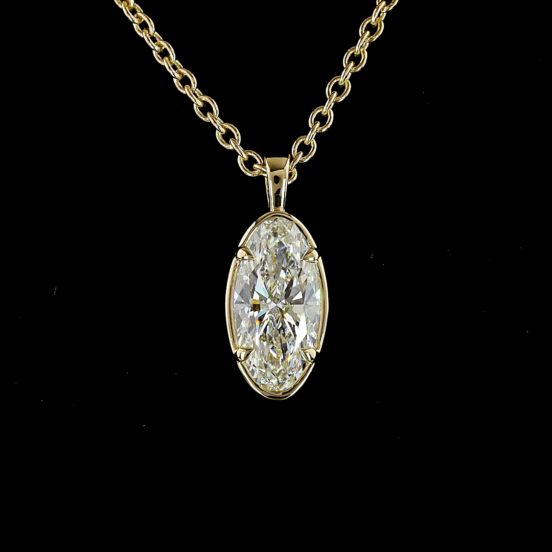2.10 CT MO Lab Grown Diamond Solitaire Necklace Pendant 16" (E Color and VS1 Clarity)