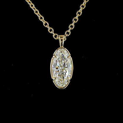 2.10 CT MO Lab Grown Diamond Solitaire Necklace Pendant 16" (E Color and VS1 Clarity)