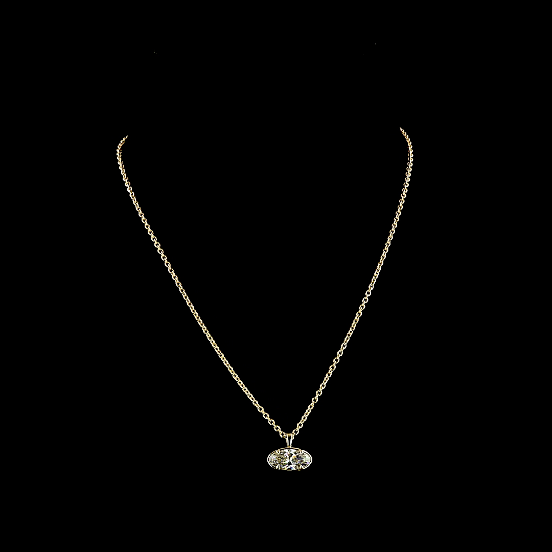 2.09 CT MO Lab Grown Diamond Solitaire Necklace Pendant 16" (F Color and VVS2 Clarity)