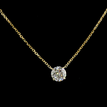 1.03 CT Round Lab Grown Diamond Solitaire Necklace Pendant 17" (F Color and VS1 Clarity)