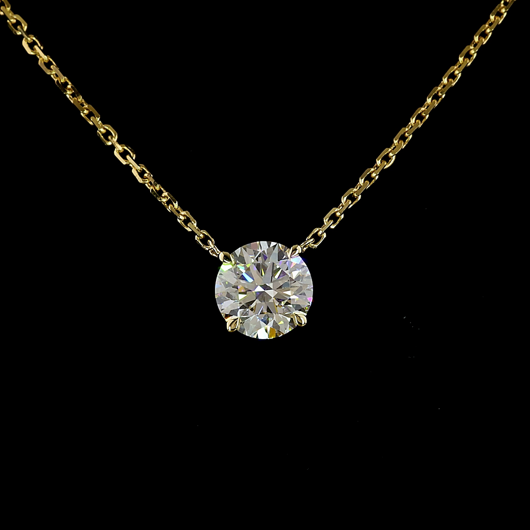 1.03 CT Round Lab Grown Diamond Solitaire Necklace Pendant 17" (F Color and VS1 Clarity)
