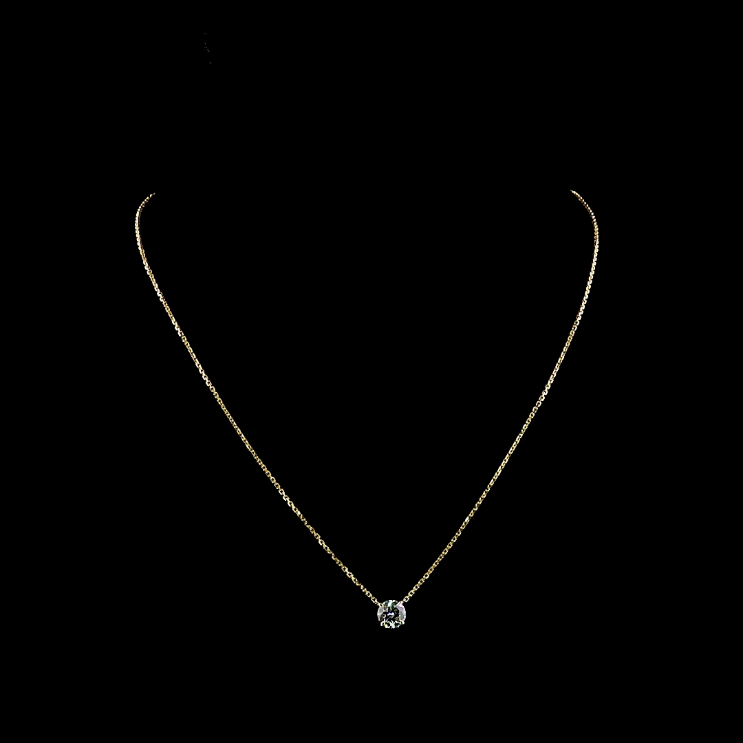 1.03 CT Round Lab Grown Diamond Solitaire Necklace Pendant 17" (F Color and VS1 Clarity)