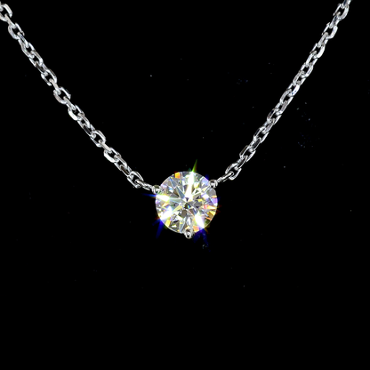 0.33 CT Round Lab Grown Diamond Solitaire Necklace Pendant 17" (F Color and VS1 Clarity)