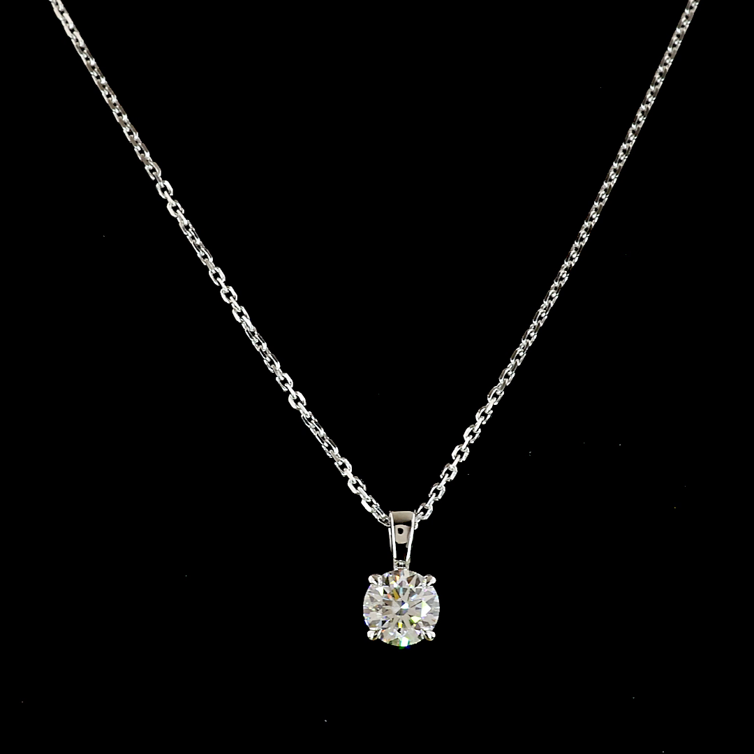 0.52 CT Round Lab Grown Diamond Solitaire Necklace Pendant 18" (F Color and VS1 Clarity)