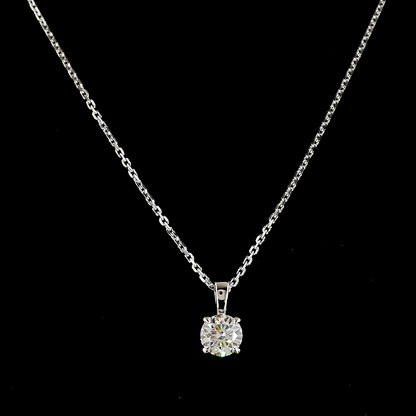 0.52 CT Round Lab Grown Diamond Solitaire Necklace Pendant 18" (F Color and VS1 Clarity)