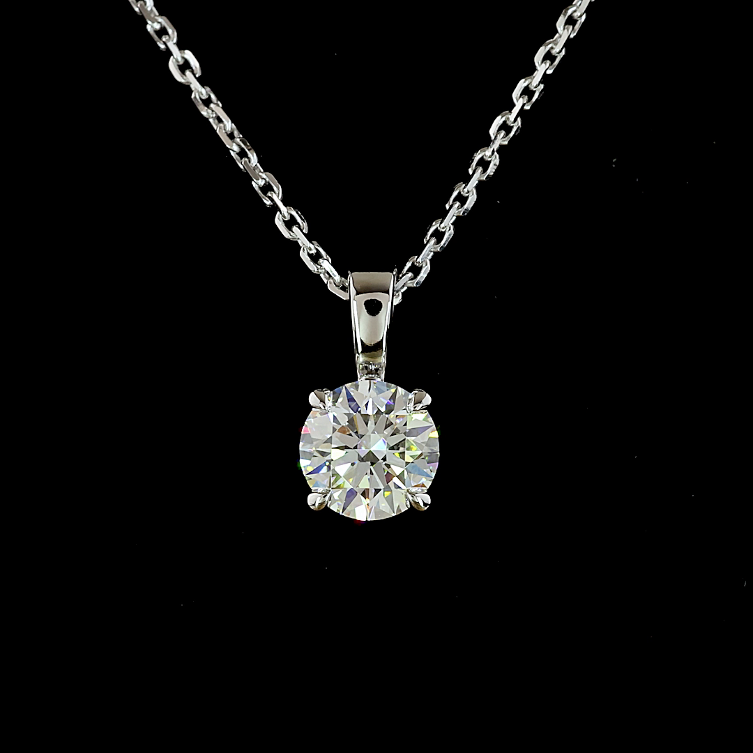 0.52 CT Round Lab Grown Diamond Solitaire Necklace Pendant 18" (F Color and VS1 Clarity)
