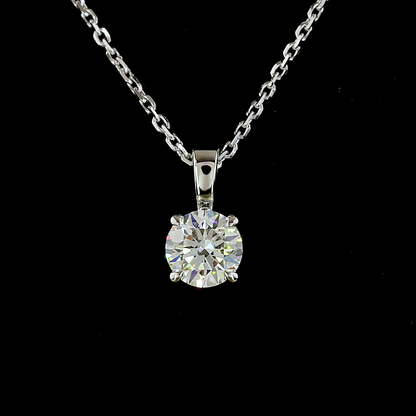 0.52 CT Round Lab Grown Diamond Solitaire Necklace Pendant 18" (F Color and VS1 Clarity)